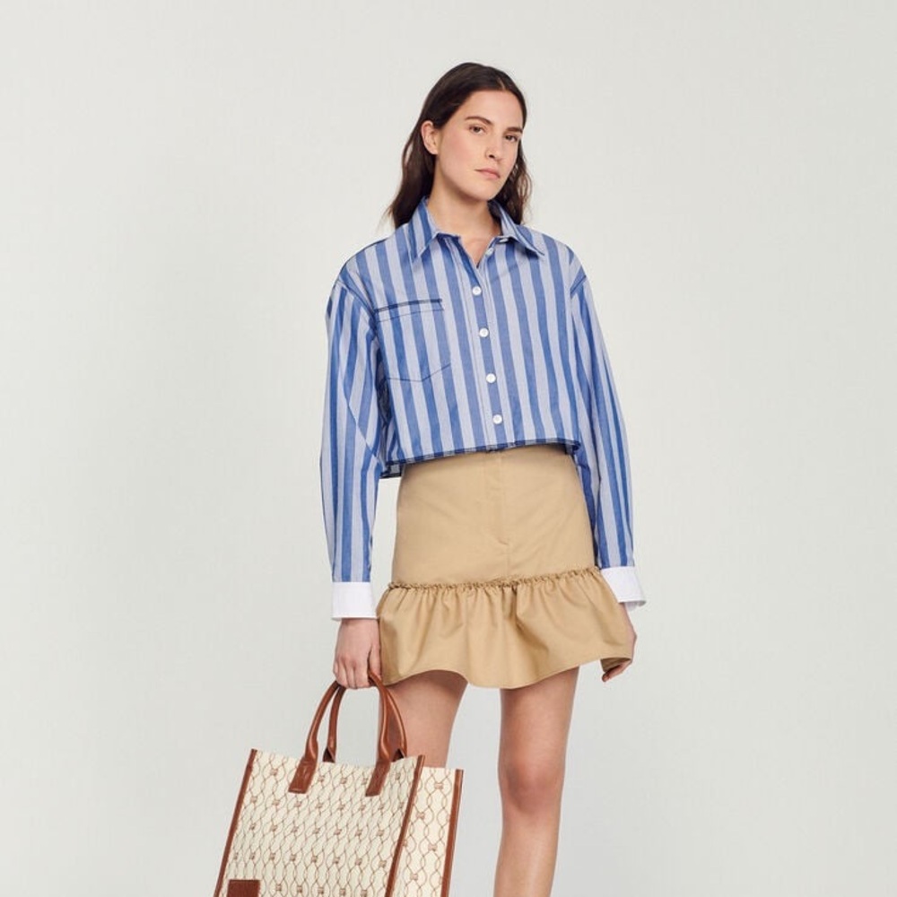 Sandro Striped Crop Button Down Shirt NWT sz 1